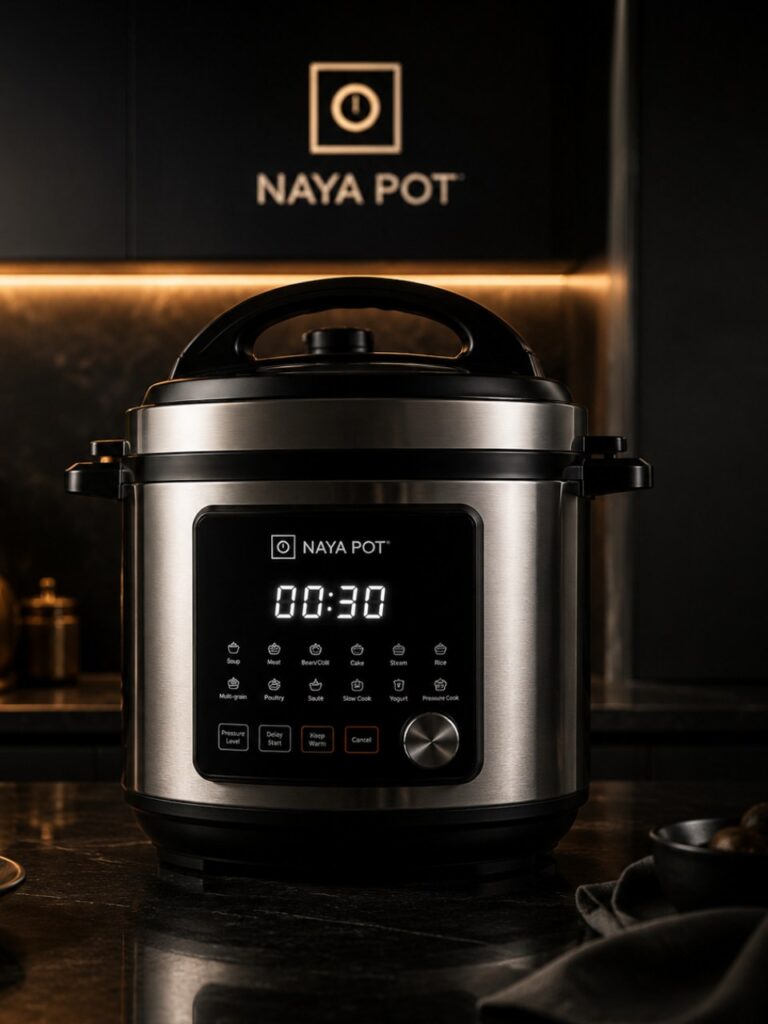 Sistema de cocción NAYA POT de acero quirúrgico en una cocina moderna de alta gama
