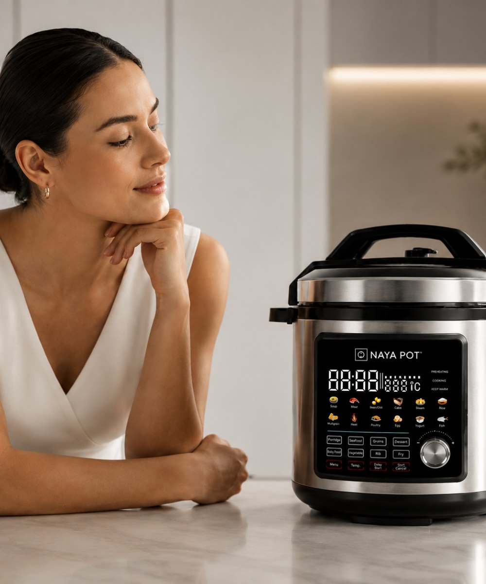 NAYA POT® olla eléctrica con sistema Touch + Knob Control™, cocina saludable sin grasas ni aceites