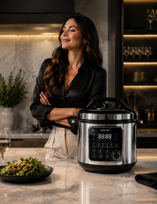 MY Club NAYA POT®, olla eléctrica de acero quirúrgico 304 para cocina saludable sin grasas ni aceites